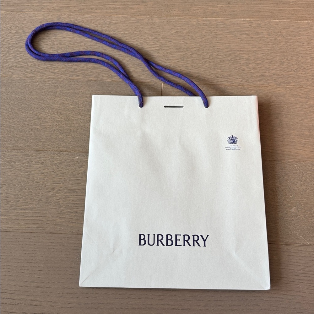Burberry EMPTY Paper Shopping Bag Tote Bag White Blue 10” x 11” x 3.5”